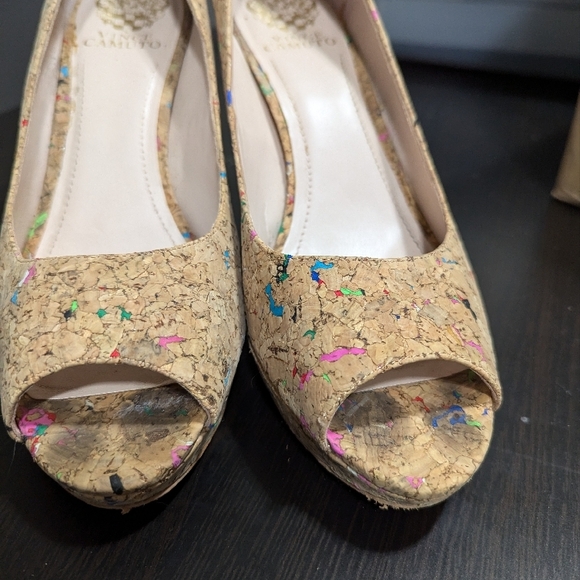 Vince Camuto Women's Cork Peep Toe Heels - Multicolor - Picture 6 of 7